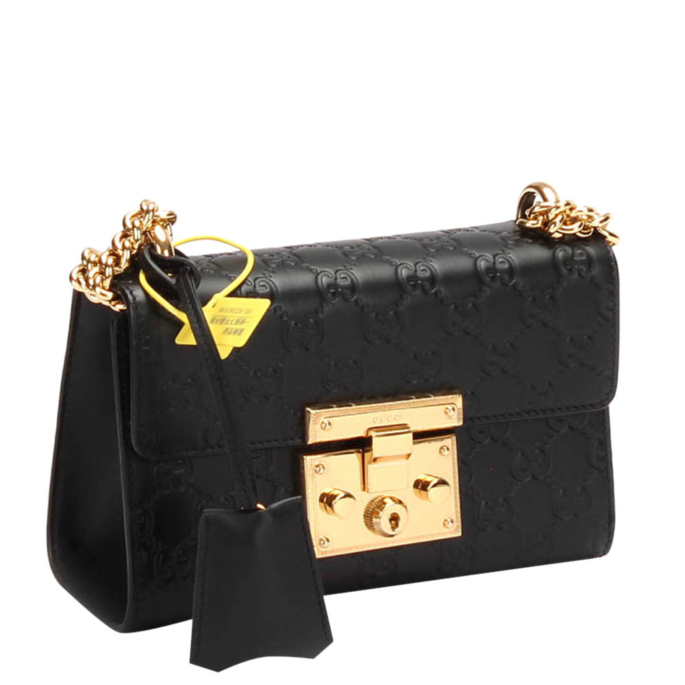 

Gucci Black Leather  Guccissima Padlock Shoulder Bag