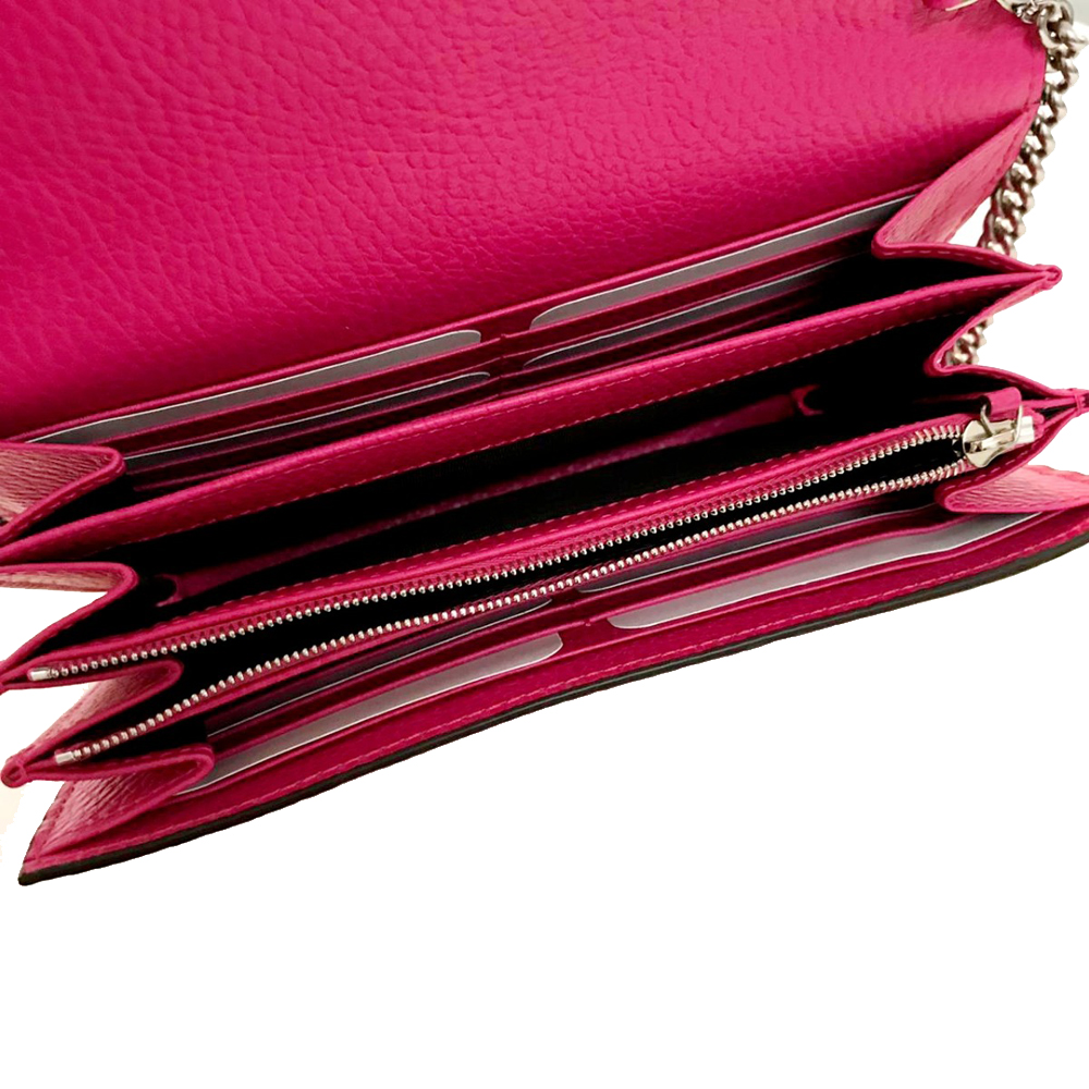 

Gucci Pink Leather Small Dionysus Wallet On Chain Bag