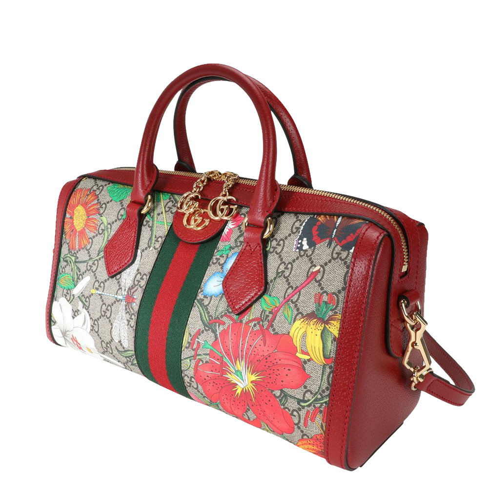 

Gucci Beige/Brown GG Supreme Flora Canvas Ophidia Medium Boston Bag, Multicolor