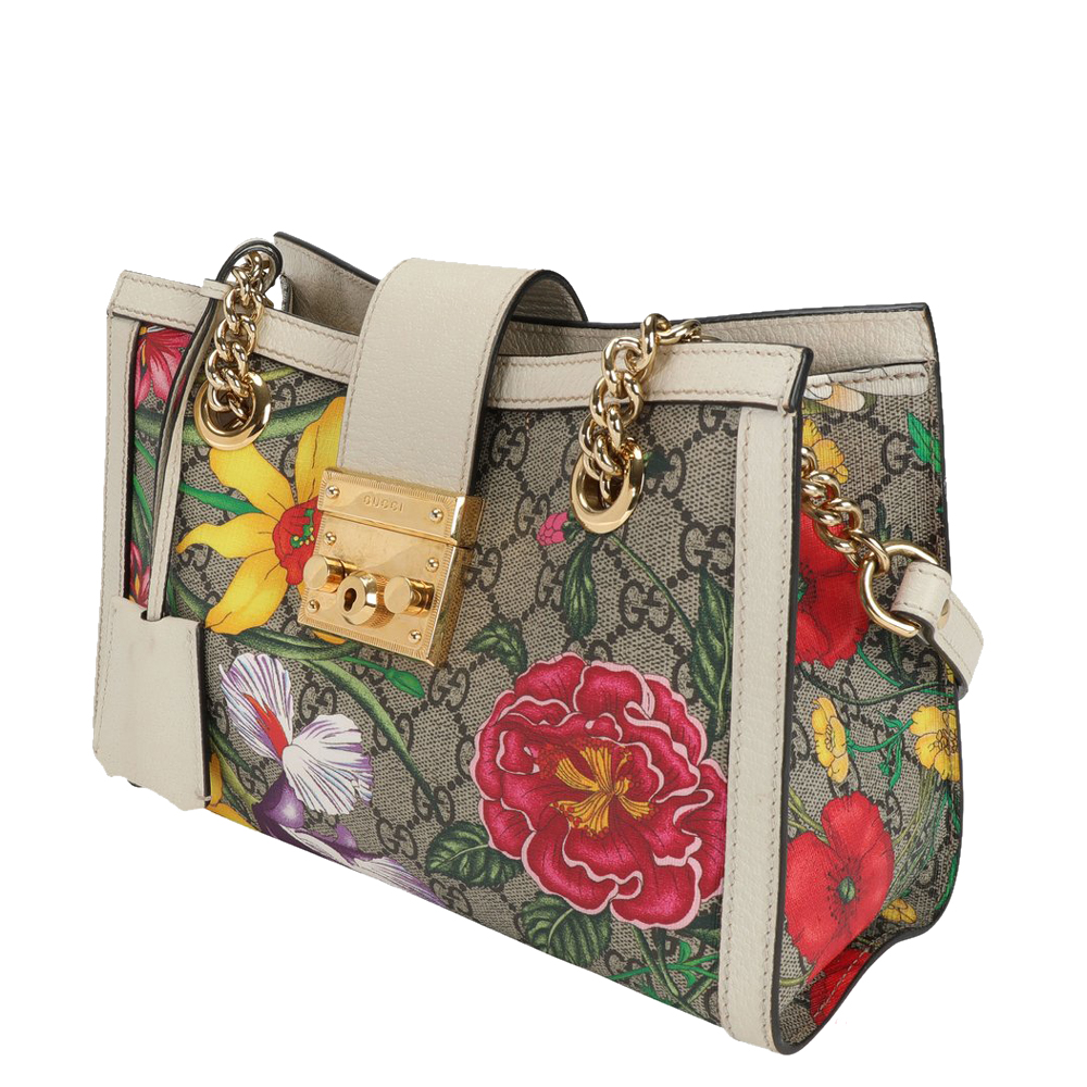 

Gucci Multicolor Flora GG Supreme Canvas  Padlock Shoulder Bag