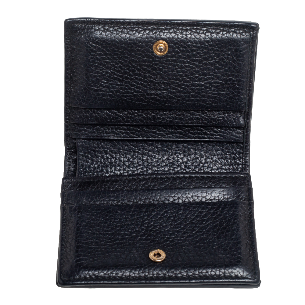 

Gucci Black Leather Blind For Love Bee Accent Bifold Wallet