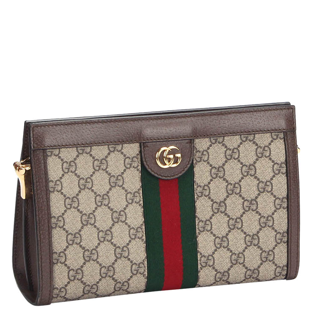 

Gucci Brown GG Supreme Canvas Ophidia Small Crossbody Bag, Beige
