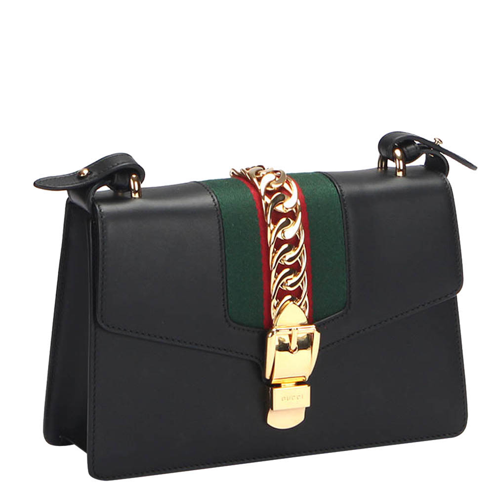 

Gucci Black Leather  Sylvie Shoulder Bag