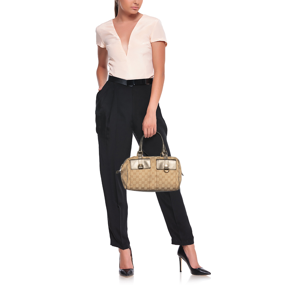 

Gucci Beige/Brown GG Canvas And Leather Pocket Satchel