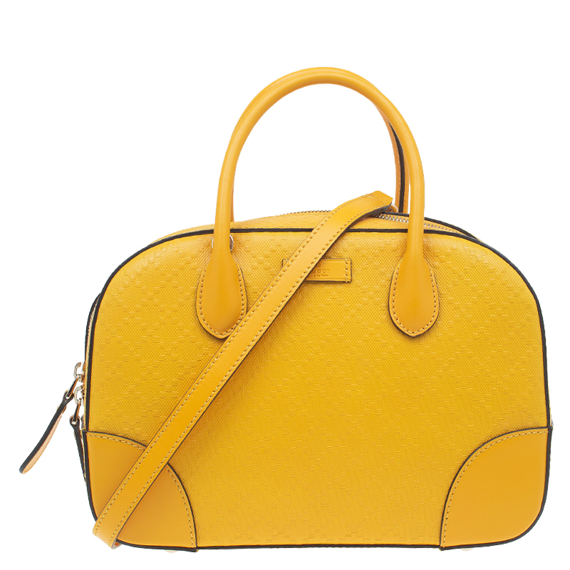 Gucci Yellow Bright Diamante Leather Small Top Handle Bag Gucci Yellow Bright Diamante Leather Small Top Handle Bag