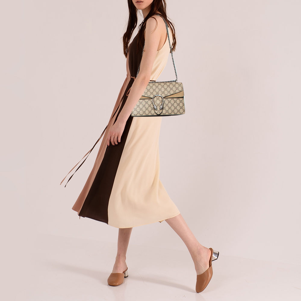 

Gucci Beige GG Supreme Canvas and Suede Small Dionysus Shoulder Bag