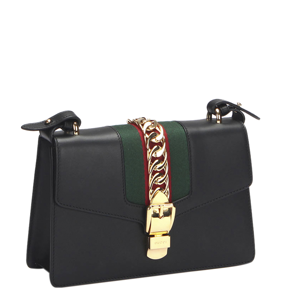 

Gucci Black Leather  Sylvie Shoulder Bag