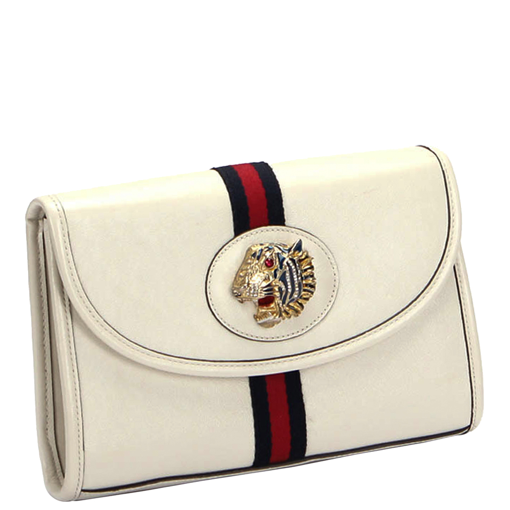 

Gucci White Leather Rajah Medium Shoulder Bag, Multicolor