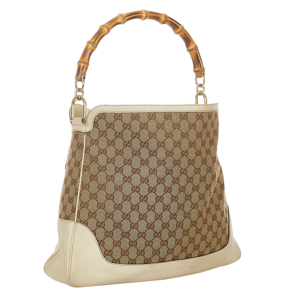 

Gucci Brown/Beige Bamboo GG Canvas Diana Satchel Bag