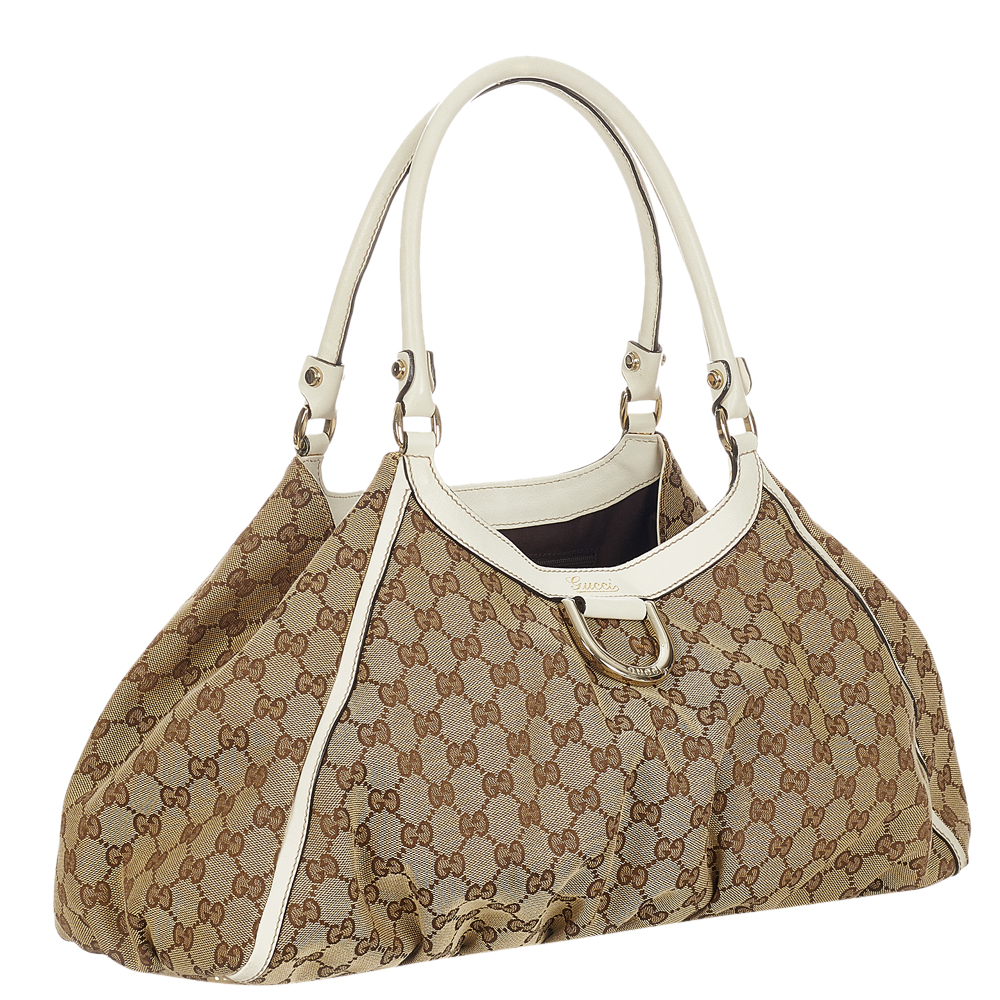 

Gucci Brown/Beige Canvas Fabric Abbey D-Ring Shoulder Bag