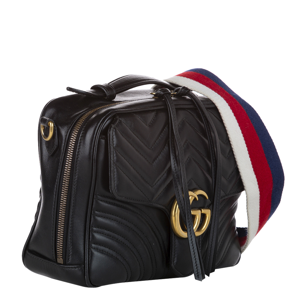 

Gucci Black Quilted Leather GG Marmont Small Shoulder Bag