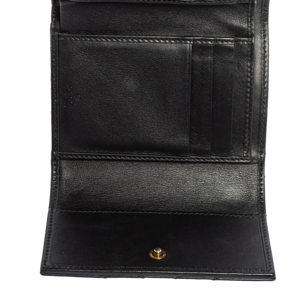 

Gucci Black Leather GG Marmont Trifold Wallet