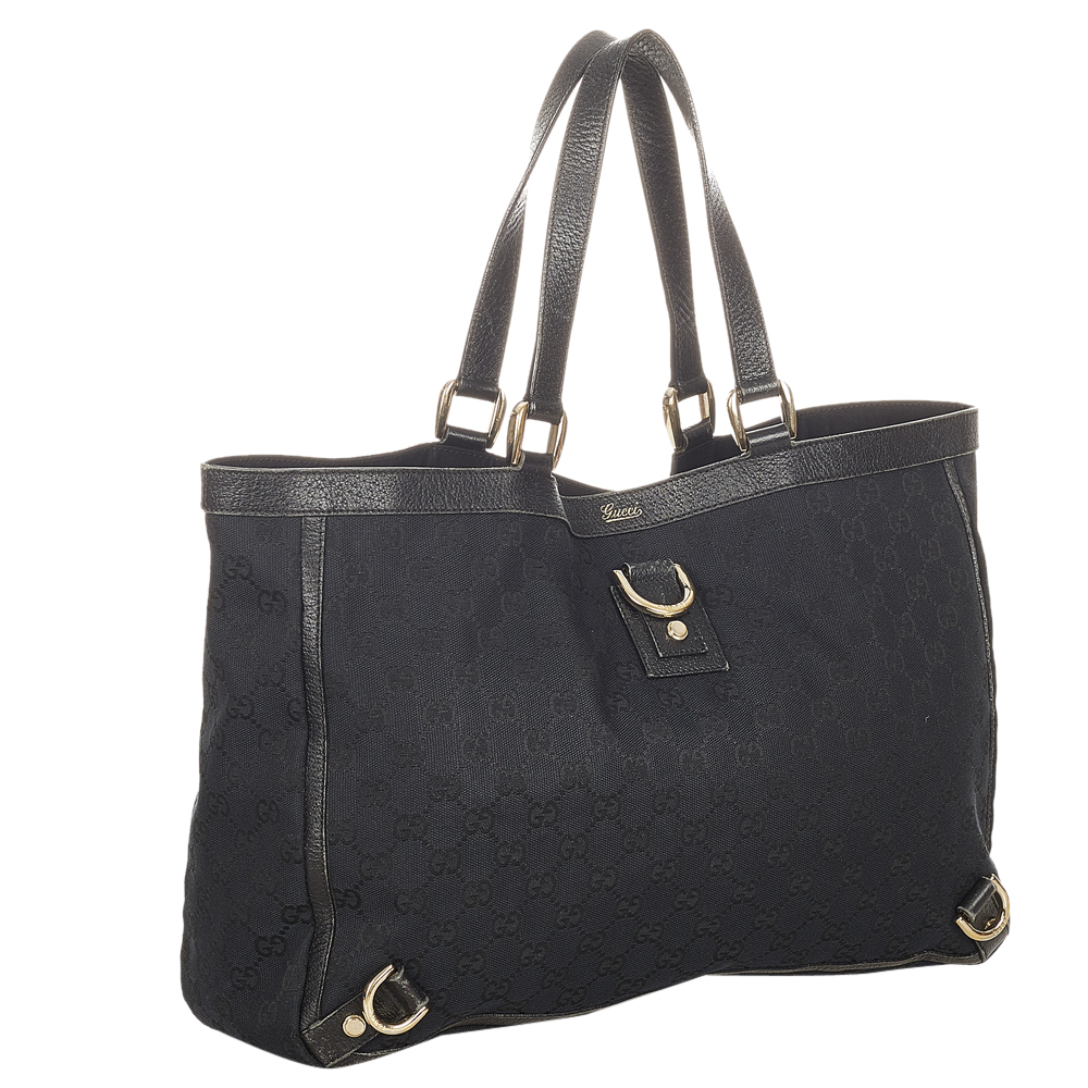 

Gucci Black GG Canvas Fabric Abbey D-Ring Tote Bag