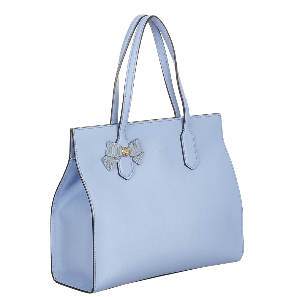 

Gucci Blue Leather GG Marmont Ribbon Tote Bag