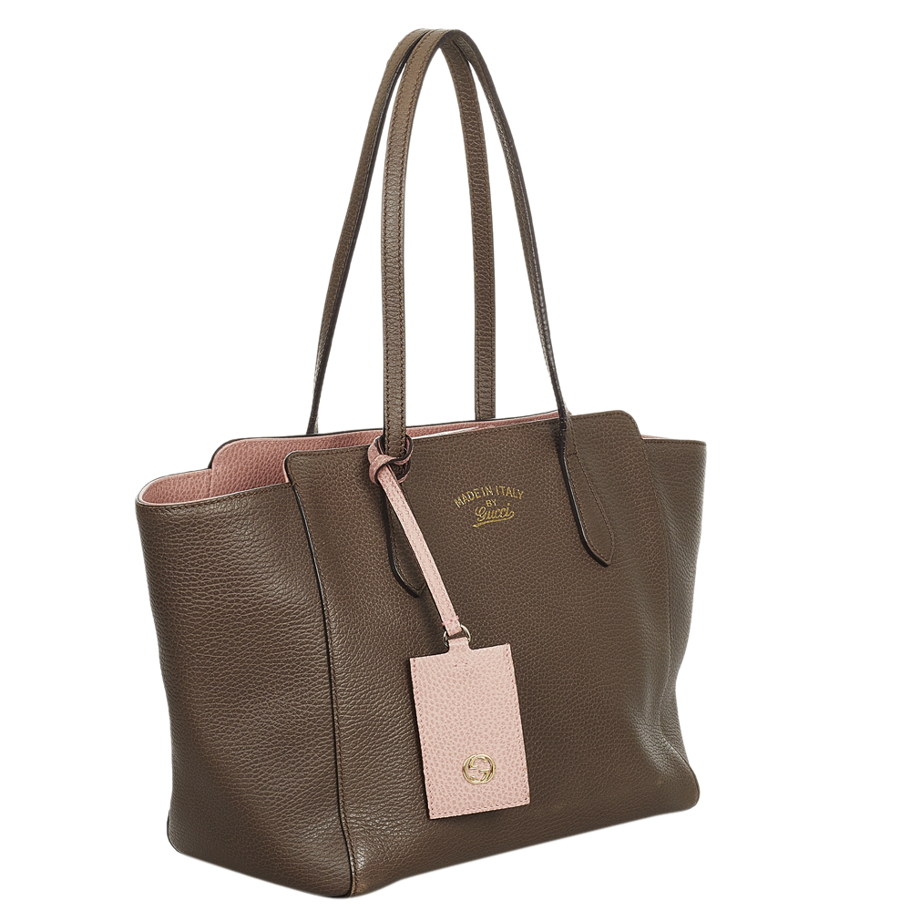 

Gucci Brown Leather Swing Tote Bag