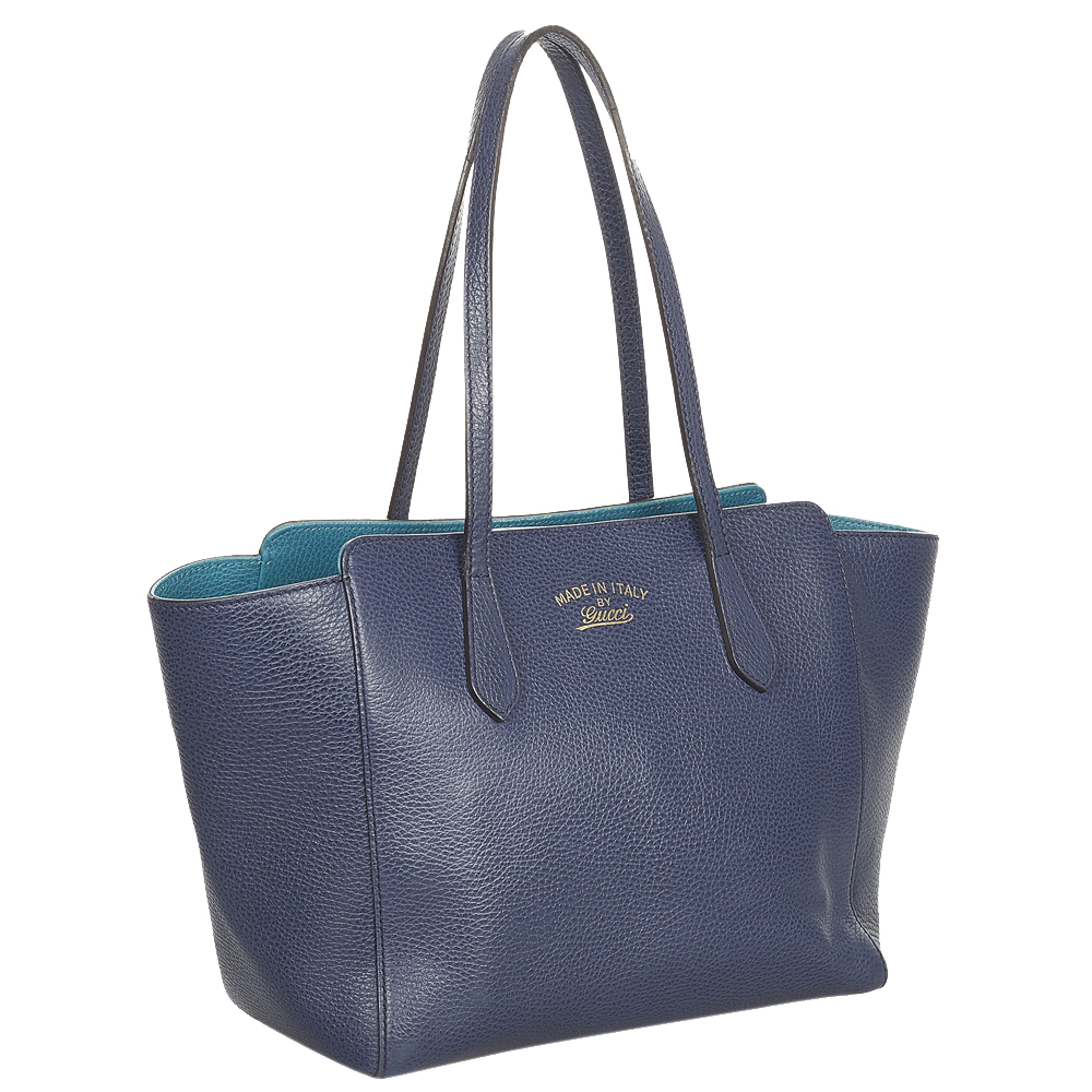

Gucci Navy Blue Leather Swing Tote Bag