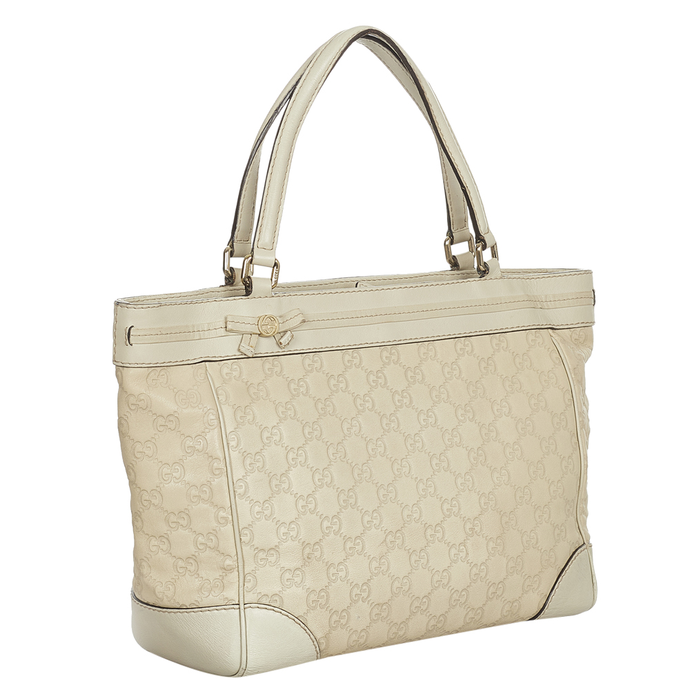 

Gucci White Leather Mayfair Tote Bag