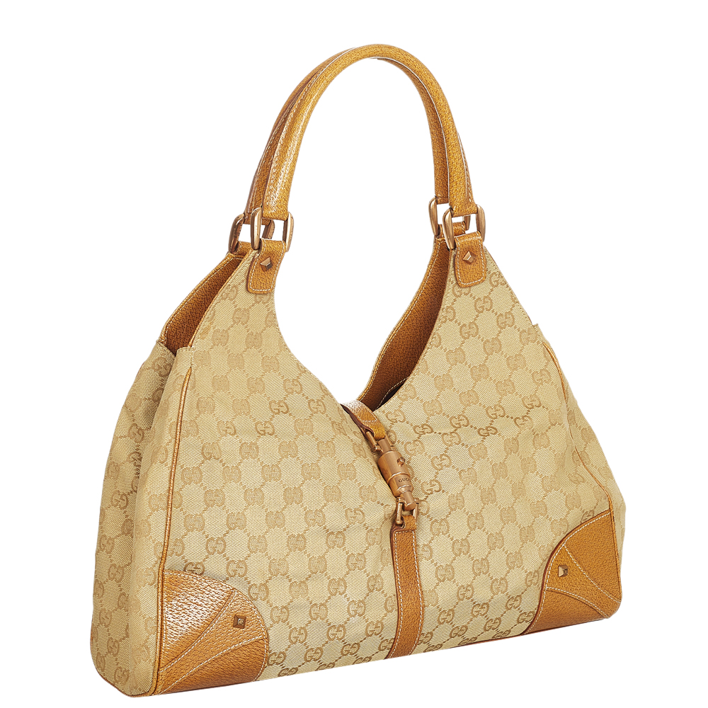 

Gucci Brown/Beige Canvas Fabric Jackie Nailhead Shoulder Bag