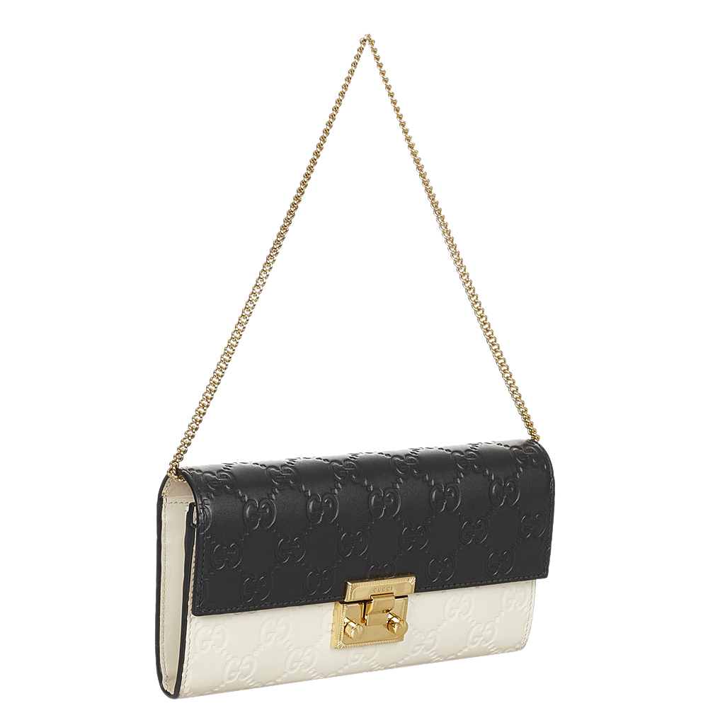 

Gucci White Leather Padlock Shoulder Bag, Black