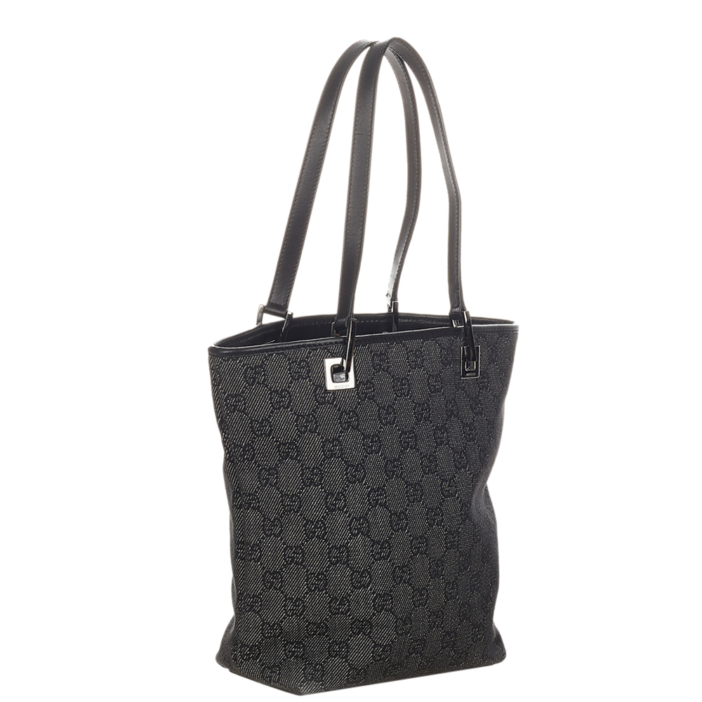 

Gucci Grey GG Canvas Fabric Bucket Tote Bag