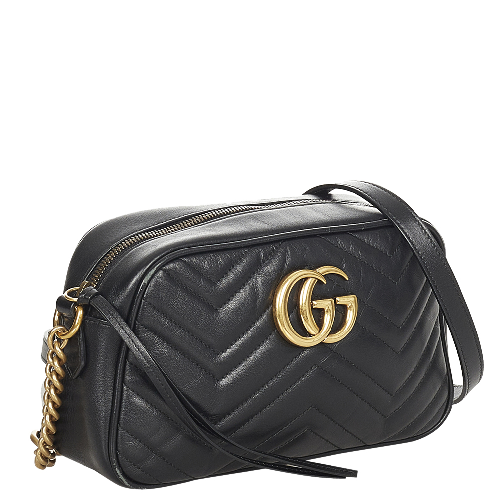 

Gucci Black Matelasse Leather GG Marmont Crossbody Bag