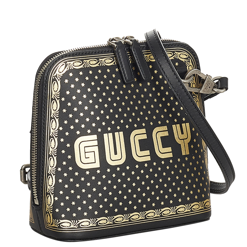 

Gucci Black Leather Guccy Sega Mini Crossbody Bag