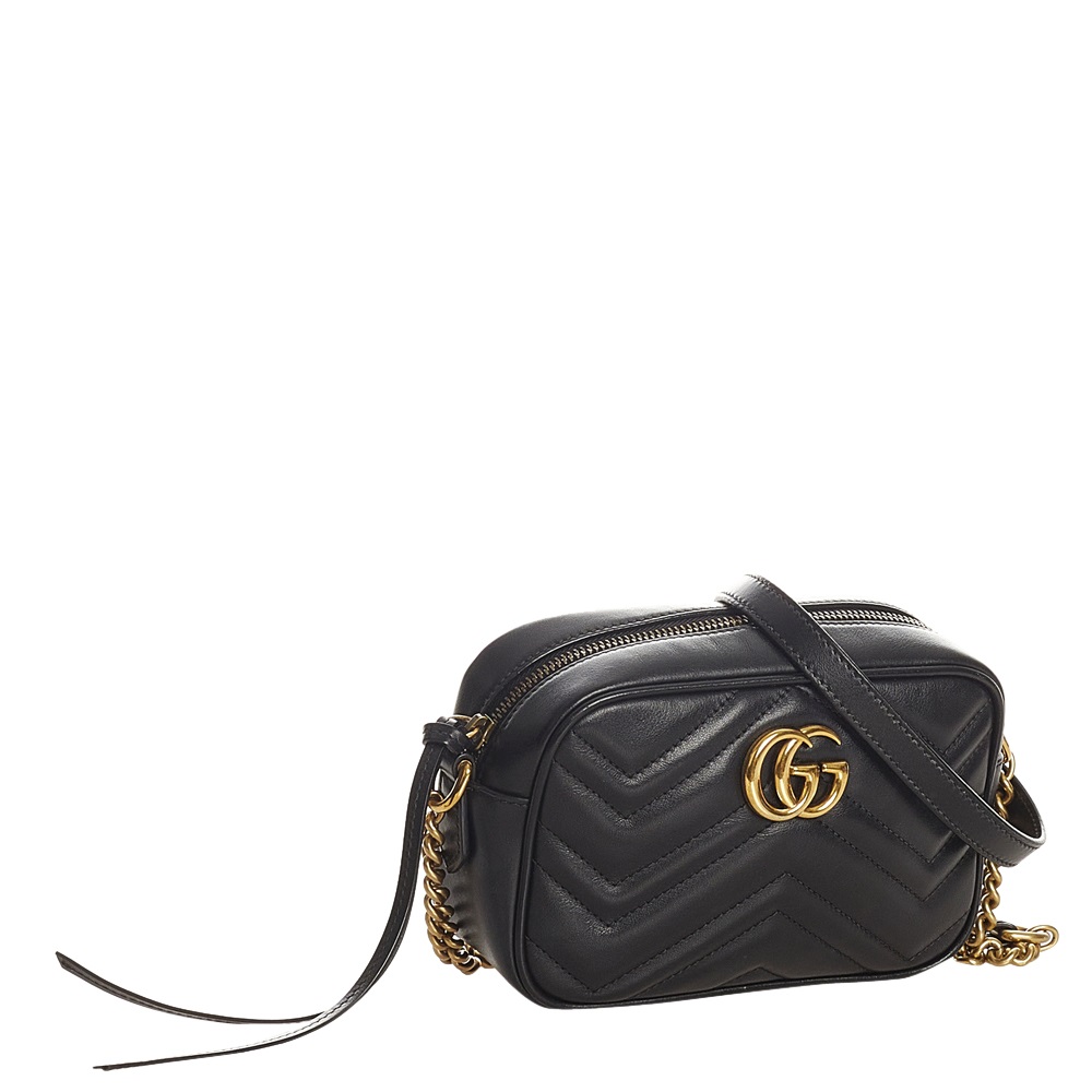 

Gucci Black Matelasse Leather GG Marmont Crossbody Bag