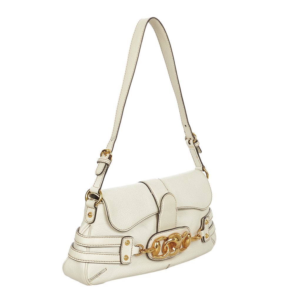 

Gucci White Leather Wave Shoulder Bag