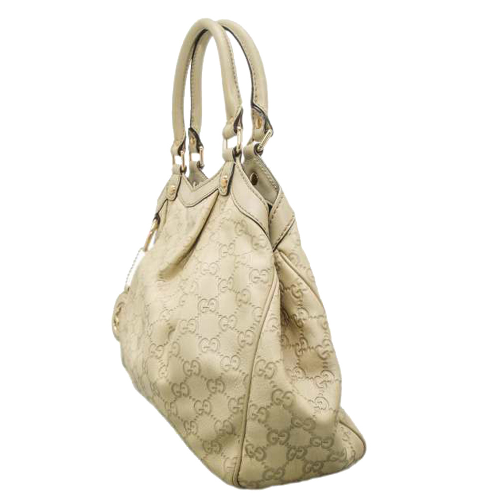 

Gucci White Calf Leather Guccissima Sukey Tote Bag