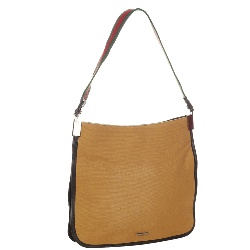 

Gucci Brown Canvas Fabric Web Shoulder Bag