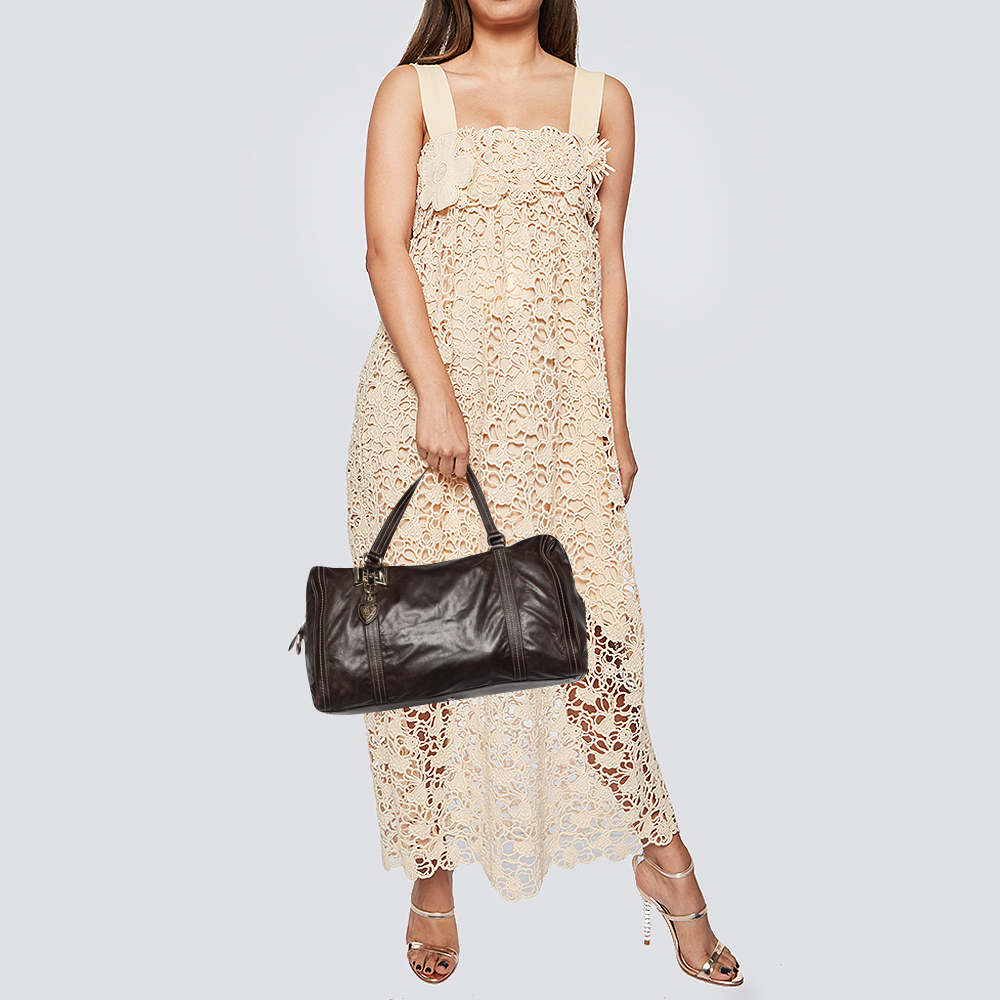 

Gucci Chocolate Brown Leather Duchessa Boston Bag