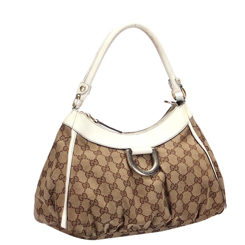 

Gucci Brown/Beige Canvas Leather Abbey D-Ring Shoulder Bag