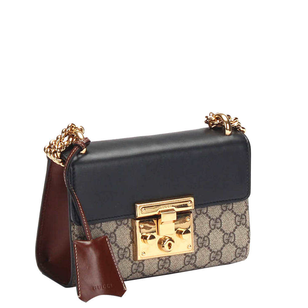 

Gucci Brown GG Supreme Canvas Padlock Shoulder Bag