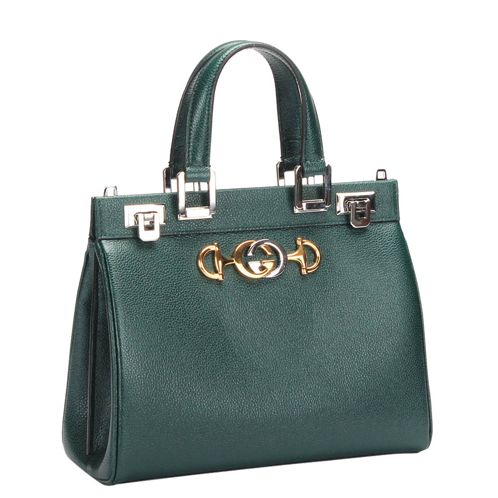 

Gucci Green Leather Zumi Satchel Bag