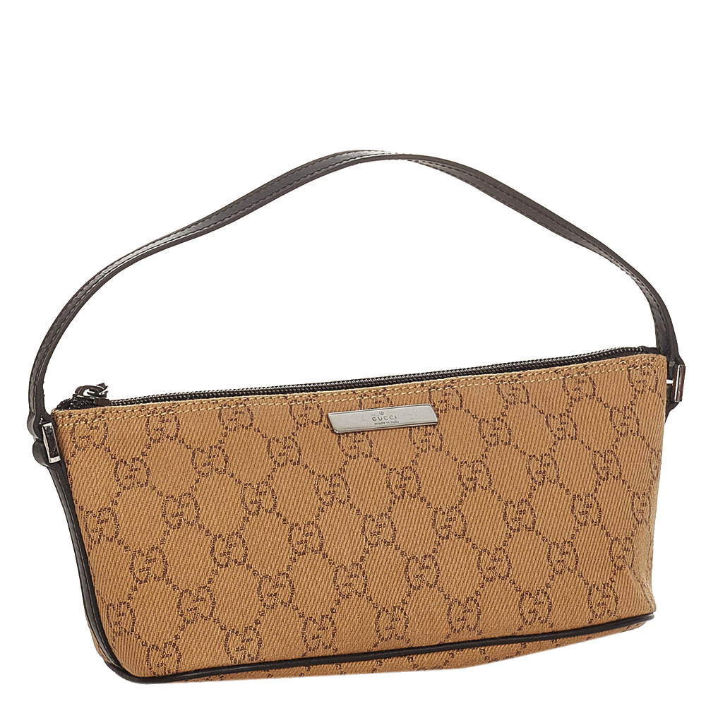 

Gucci Brown GG Canvas Fabric Boat Shoulder Bag
