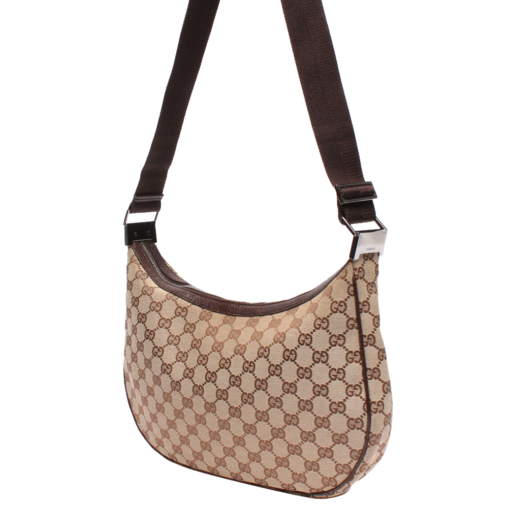 

Gucci Beige GG Canvas Leather Shoulder Bag