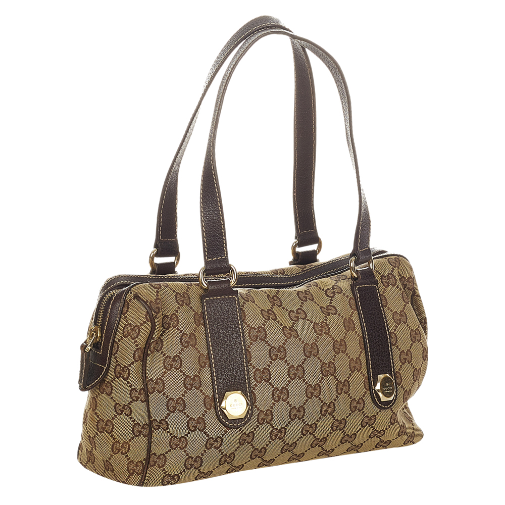 

Gucci Brown GG Canvas and Leather Charmy Shoulder Bag, Beige