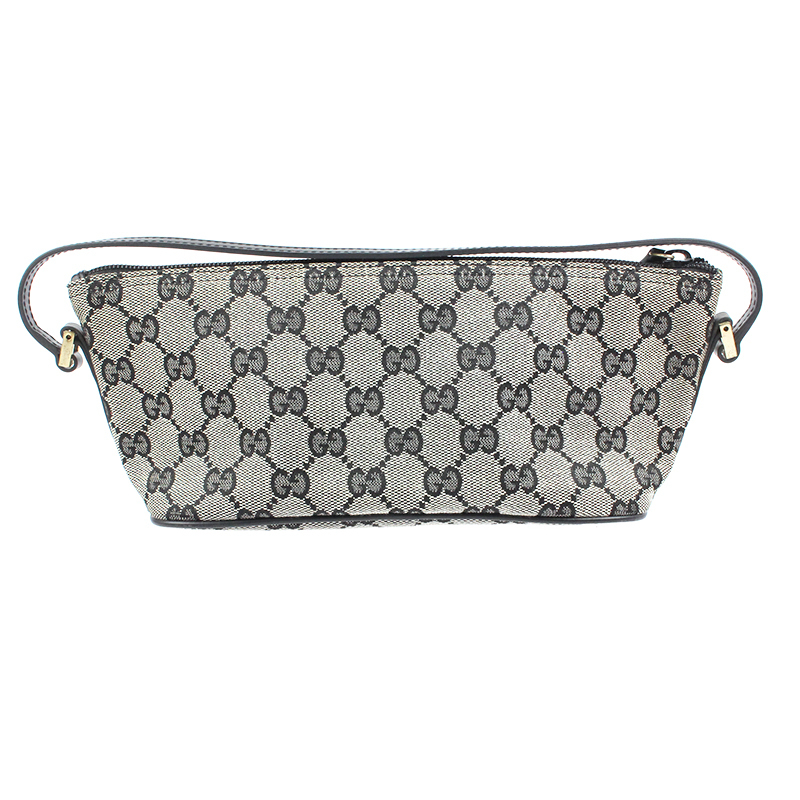 

Gucci Black Canvas Leather Boat Clutch Bag