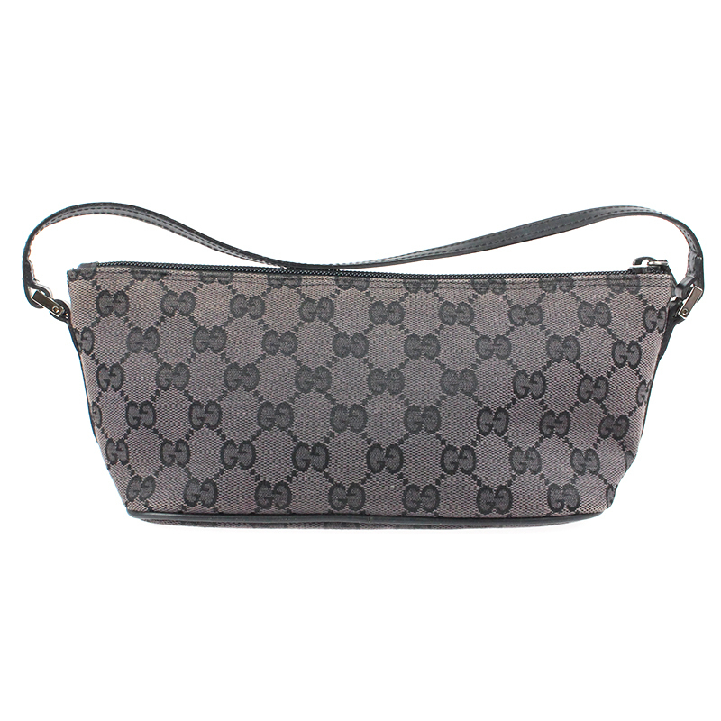 

Gucci Brown Canvas Leather Boat Clutch Bag