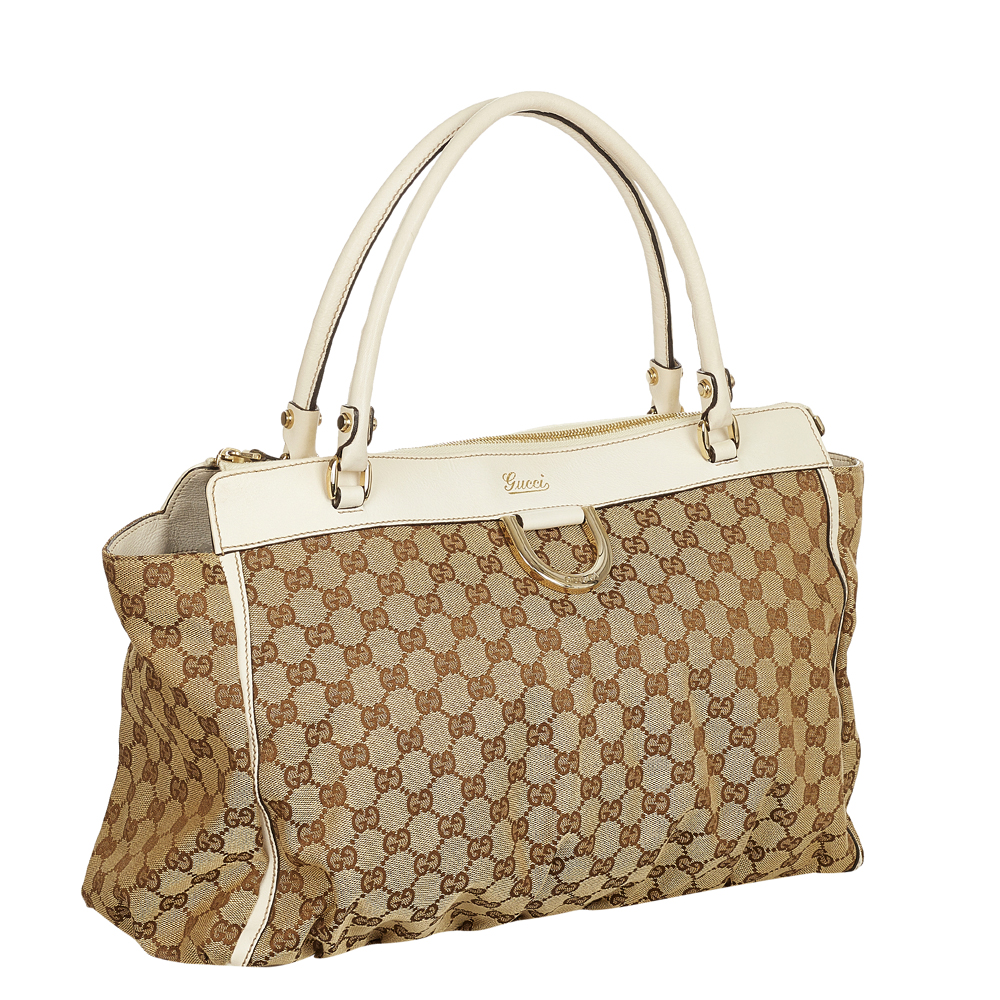 

Gucci Brown/Beige GG Canvas Fabric Abbey D-Ring Tote Bag