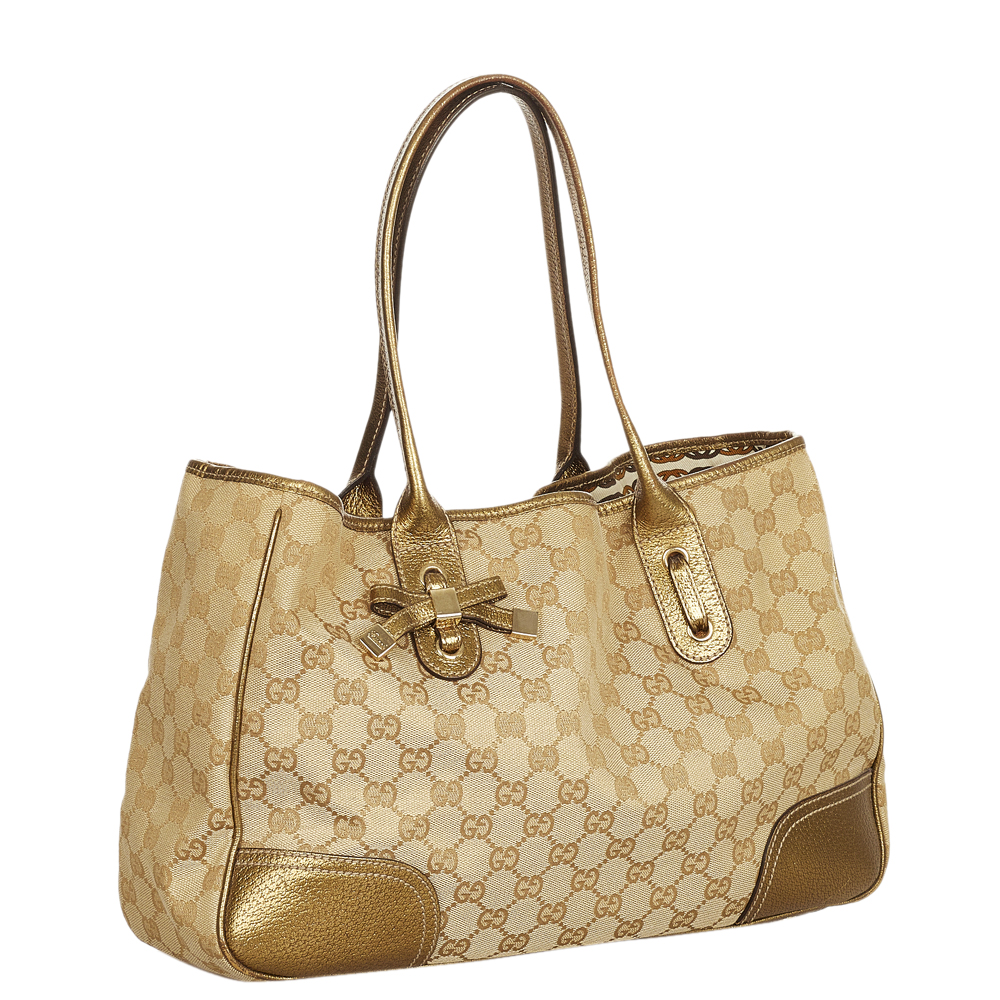 

Gucci Brown/Beige GG Canvas Fabric Princy Tote Bag