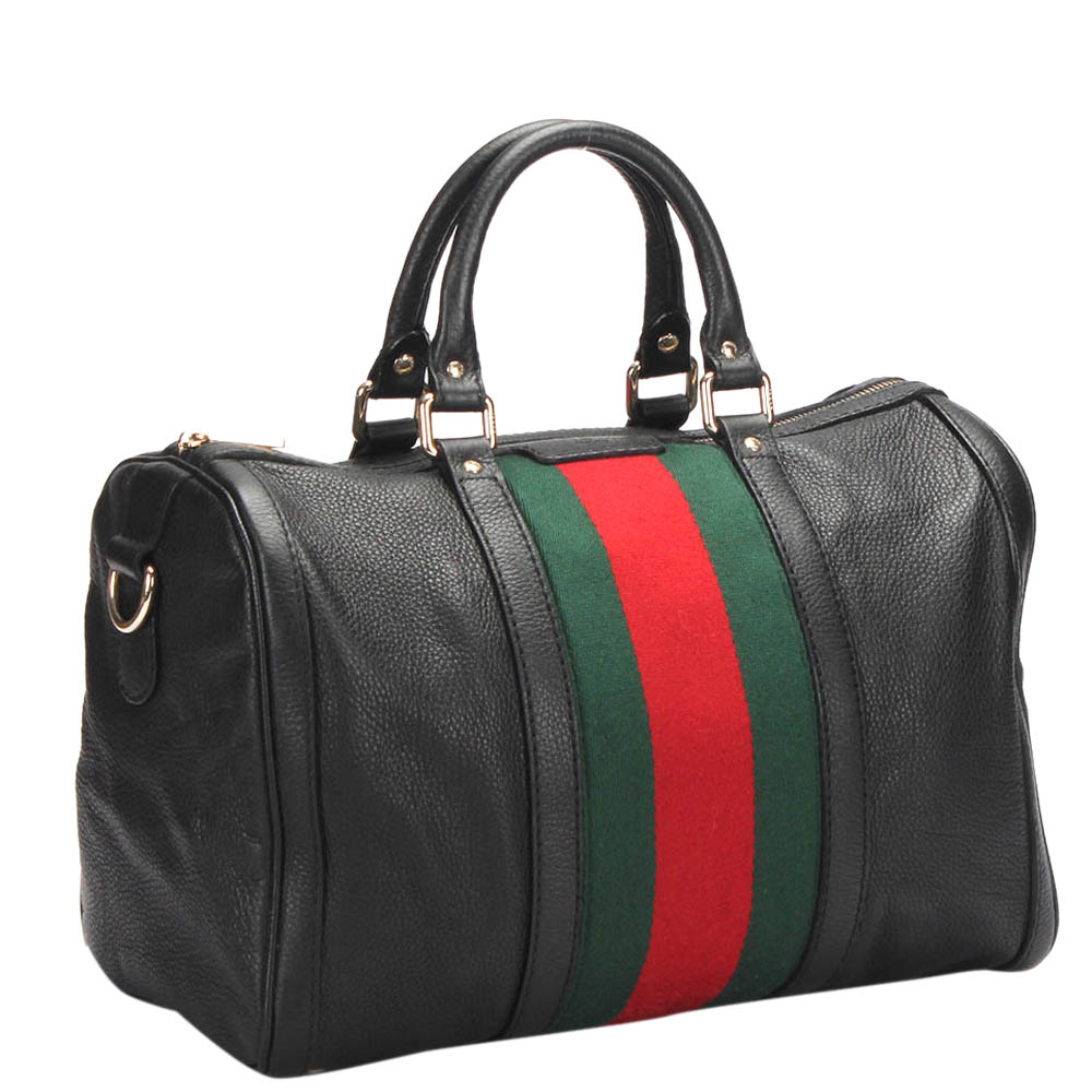 

Gucci Black Calfskin Leather Web Joy Boston Bag