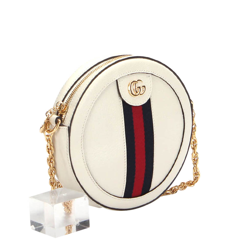 

Gucci White Calfskin Leather Ophidia Mini Shoulder Bag