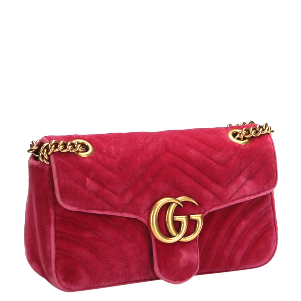 

Gucci Pink GG Marmont  Velvet Shoulder Bag