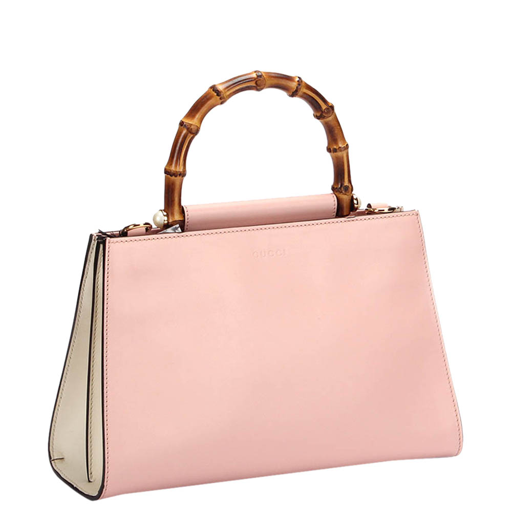 

Gucci Pink Calfskin Leather Bamboo Nymphaea Medium Shoulder Bag