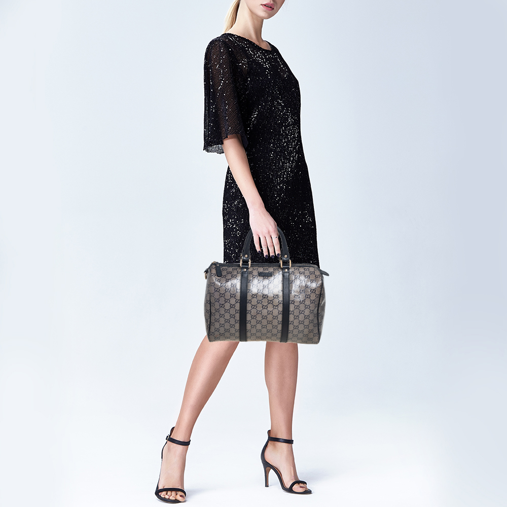 

Gucci Black GG Crystal Canvas and Leather Medium Joy Boston Bag