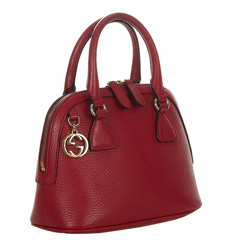 

Gucci Red Leather Dome Satchel Bag