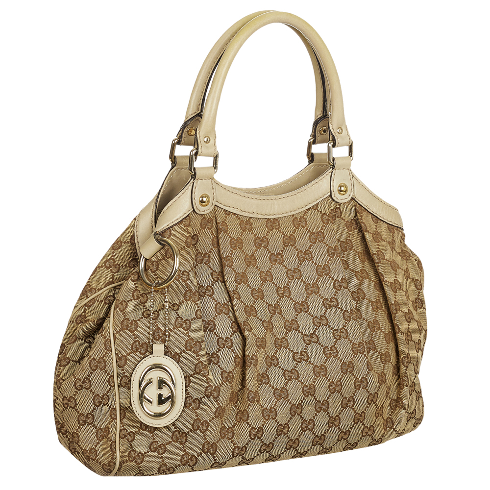 

Gucci Brown GG Canvas Sukey Tote Bag, Beige