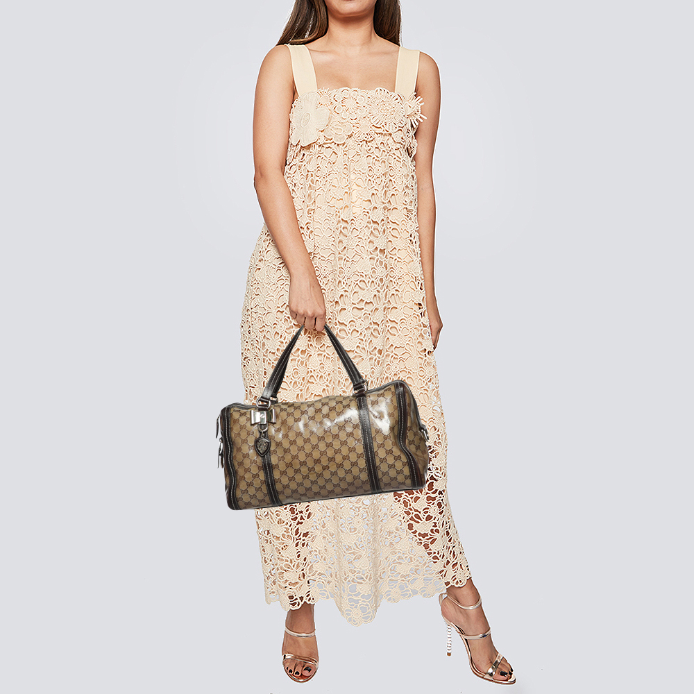 

Gucci Beige/Brown Crystal Canvas and Leather Duchessa Boston Bag