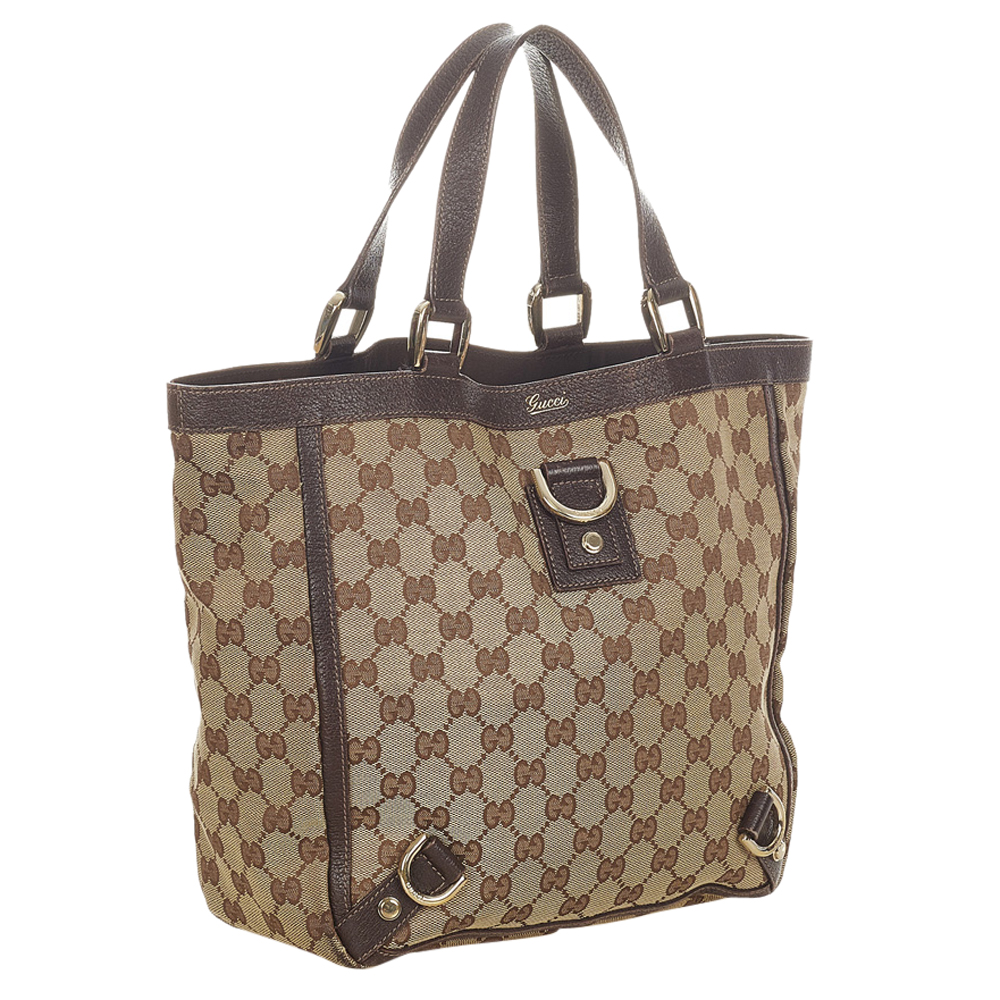 

Gucci Brown/Beige GG Canvas Fabric Abbey D-Ring Tote Bag